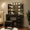 Buenhomino Vanity Desk with Llight Sliding Mirror and 5 Drawers, Makeup Vanity Table Set for Bedroom - 2 of 4