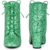 BLISSFUL STEP Women's Square Toe Lace Up Sparkly Glitter Block Heels Ankle Boots - 2 of 4