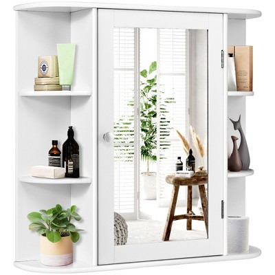 Costway Multipurpose Wall Surface Bathroom Storage Medicine Cabinet Mirror Gray/White/Black/Brown