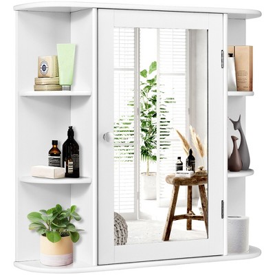 Costway Mirrored Medicine Cabinet Wall-mounted Bathroom Storage Organizer W/ shelf Grey : Target