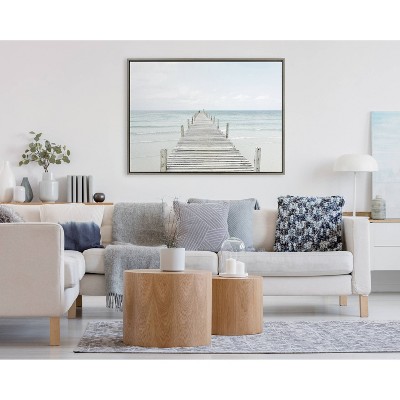 Large Coastal Wooden Pier on Beach Canvas Print