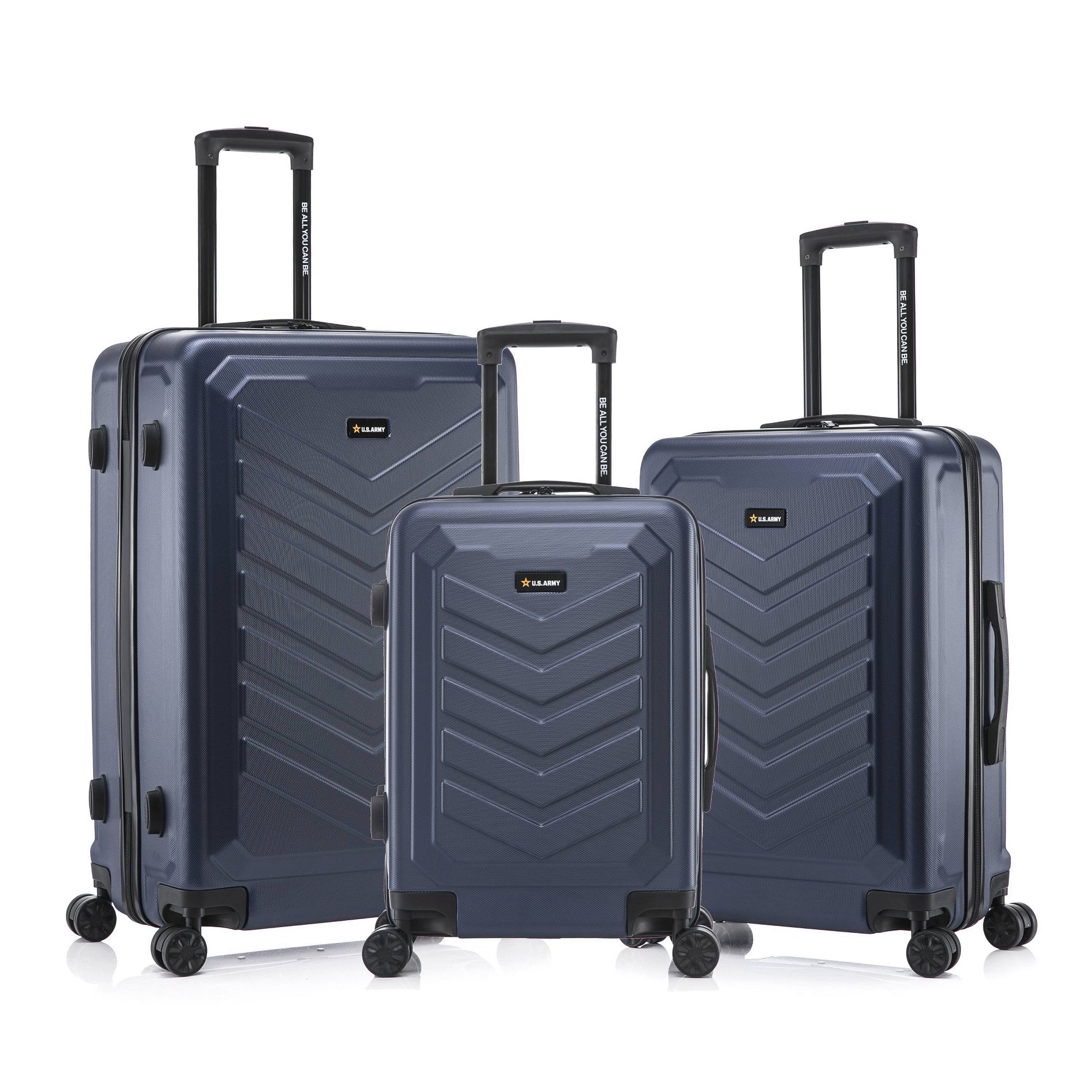 U.S. Army Checked FOX 3pc Hardside Suitcase Set - Navy Blue