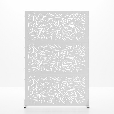 Lirago White 72 in. Galvanized Metal Outdoor Privacy Screens Garden Outdoor Fence