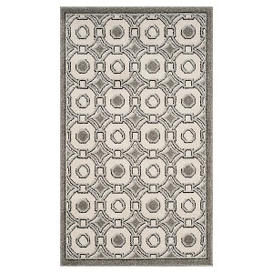 Ivory/Gray Abstract Loomed Accent Rug - (3