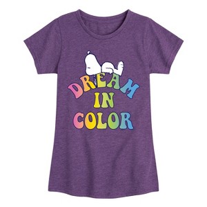 Girls' - Peanuts - Dream In Color Fitted Short Sleeve Graphic T-Shirt - 1 of 4