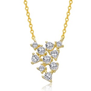 Guili Sterling Silver 14K Gold Plated Statement Necklace with Clear Cubic Zirconia Delivers Radiant Sparkle and Elegant Glamour for Special Events - 1 of 4