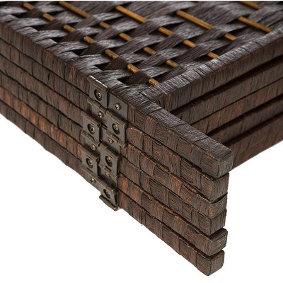 Brown Diamond Weave Bamboo Fiber 6-Panel Room Divider