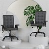 VECELO Ergonomic Leather Office Chair, Adjustable Swivel Desk Chair with Armrests & Lumbar Support, Black/Brown - 4 of 4