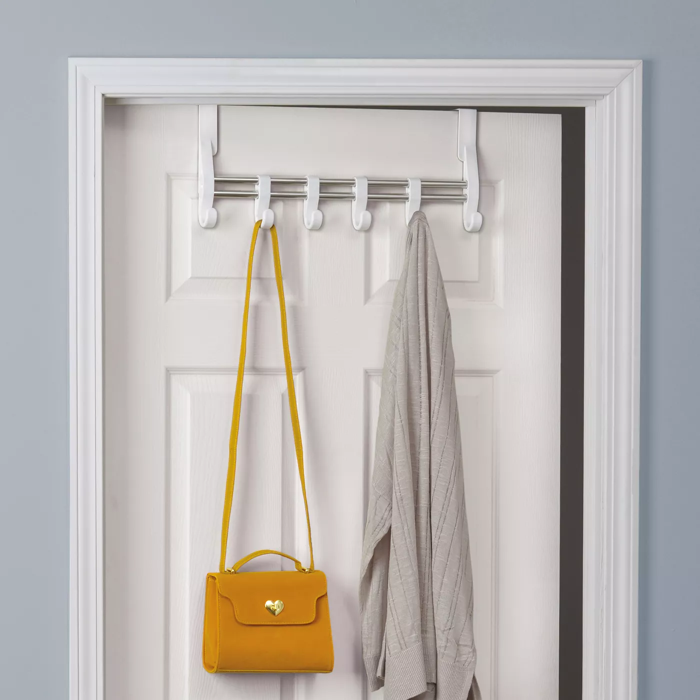 Lynk Over Door Adjustable Hook Accessory Organizer -Scarf, Belt, Hat, Jewelry Hanger - White - image 1 of 4