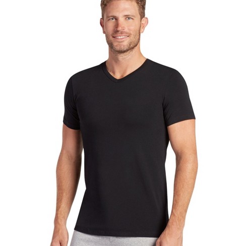 Jockey Men's Slim Fit Cotton Stretch V-neck T-shirt - 2 Pack L Black ...