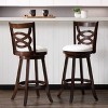 Set of 2 Woodgrove Bar Height Wood Barstool with Circle Detail White - CorLiving: Bonded Leather, 29.25" Seat Height - 2 of 4
