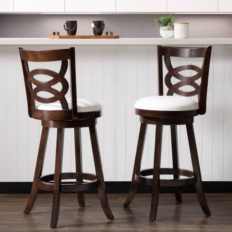 Set of 2 Woodgrove Bar Height Wood Barstool with Circle Detail White - CorLiving, 3 of 11