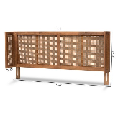Rina Walnut and Rattan King Wrap-Around Headboard