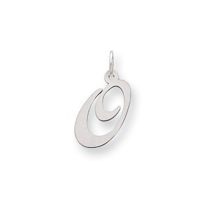 Black Bow Jewelry 14k White Gold, Ella Collection, LG Fancy Script Initial Pendant A-W - 1 of 4