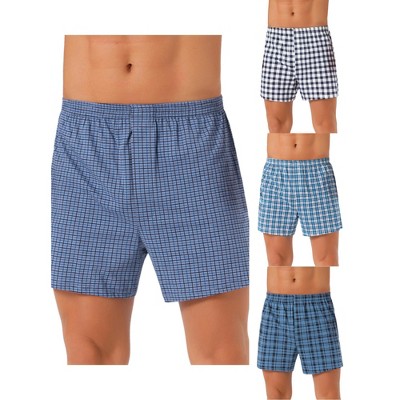 INSPIRE CHIC Men's 4 Pack Classic Elastic Waist Plaid Pattern Underwear Boxer Shorts