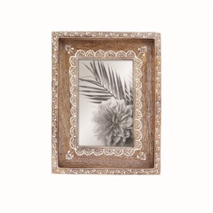 Natural Wood 4 x 6 inch Henna Pattern Decorative Wood Picture Frame - Foreside Home & Garden - 1 of 4