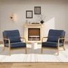 Beige Modern Accent Chair with Lumbar Pillow and Wooden Frame for Living Room or Office - 2 of 4