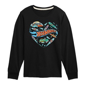 Boys' - Hot Wheels - Surfing Mix In A Heart Long Sleeve Graphic T-Shirt - 1 of 4