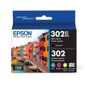 Epson 302XL 5pk Combo Ink Cartridges - Black Photo Black Cyan Magenta Yellow (T302XL-BCS) - 1 of 4
