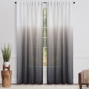 Chanasya 2pk Gradient Ombre Faux Belgian Flax Semi Sheer Window Curtain Panels - Set of 2 - 1 of 4