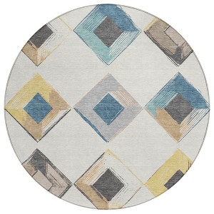 Ivory Gold And Gray Geometric Washable Indoor Outdoor Area Rug - 1 of 4