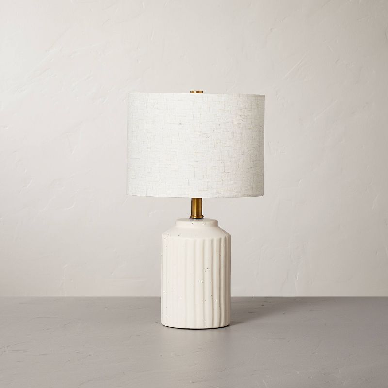 Fluted Ceramic Table Lamp Cream (Includes LED Light Bulb) - Hearth &#38; Hand&#8482; with Magnolia, 1 of 10