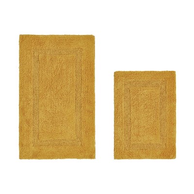 Lux Premium 100% Cotton Tufted Solid Reversible 2 PC Bath Rug Set – Ultra-Soft, Water-Absorbent, Durable, Machine Washable Bathroom Rug