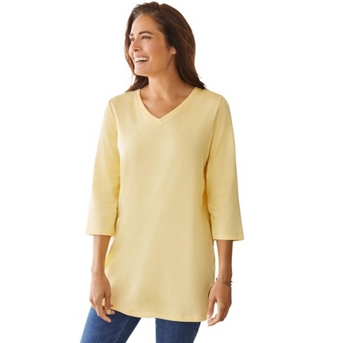 Woman Within Women's Plus Size Perfect Three-Quarter Sleeve V-Neck Tunic - image 1 of 4