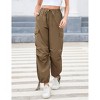 Women Baggy Parachute Pants Casual Cargo Pant Low Waist Loose Pants Multiple Pockets Jogger - 3 of 4