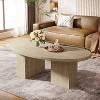Tribesigns 45.28-Inch Coffee Table for Living Room, Oval Wood Center Cocktail Table with Asymmetric Pedestal - 2 of 4
