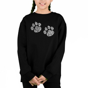 LA Pop Art Meow Cat Prints - Girl's Word Art Crewneck Sweatshirt - 1 of 3