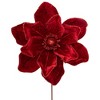 Northlight 24" Red Velvet Glittered Magnolia Christmas Stem Spray - 3 of 4