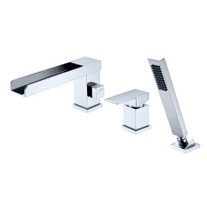 Sumerain Waterfall Roman Tub Faucet with Hand Shower, 3 Hole Bathtub Faucet with Diverter, Chrome - 1 of 4