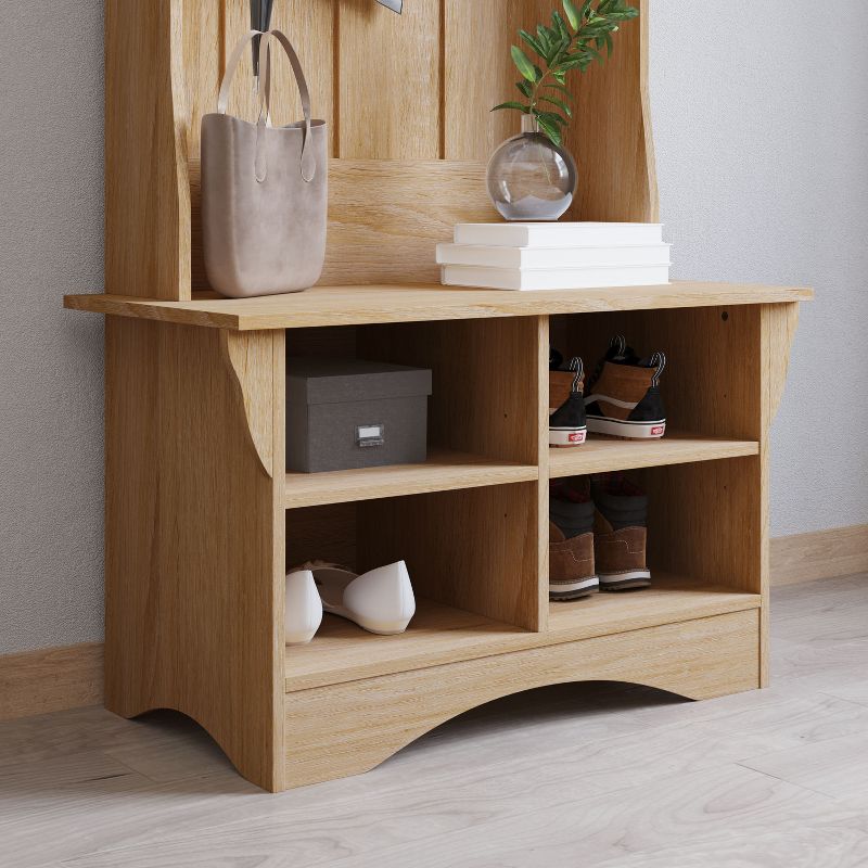 Merrick Lane Hallway Tree with Bench Seating, 3 Single Coat Hooks and Lower Storage with Adjustable Shelves, 5 of 13