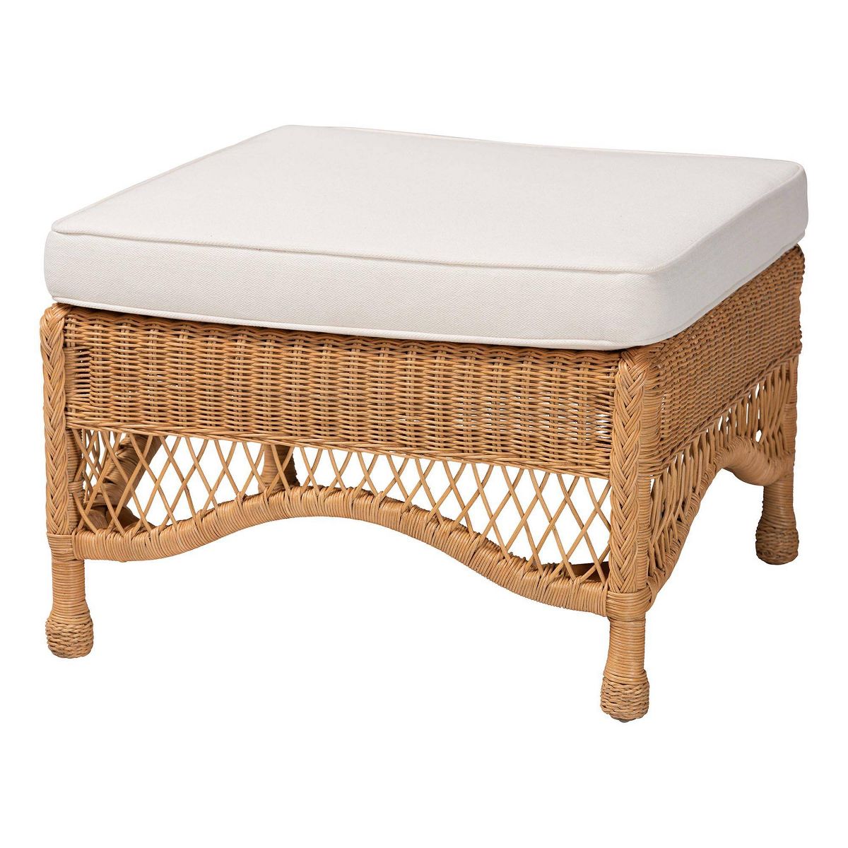 bali & pari Brooklyn Braided Rattan Ottoman Stool Light Honey - thumbnail 6