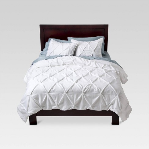 White Pinched Pleat Comforter Set Full Queen 3pc Threshold