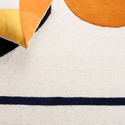 Beige and Black Hand-Tufted Wool Area Rug, 8' x 10'