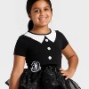 Girls' Wednesday Addams Tulle Character Dress - Black/White - 2 of 4
