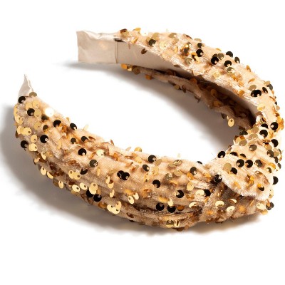 Shiraleah Knotted Sequins Headband, Gold