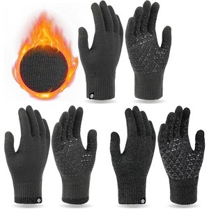 Zuppad 3 Pairs Winter Gloves for Women Men Touch Screen Elastic Knit Thermal Anti slip Gloves for Cold Weather - 1 of 4