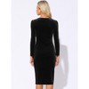 Allegra K Women's Long Sleeve Square Neck Cocktail Evening Party Bodycon Midi Dress - 3 of 4