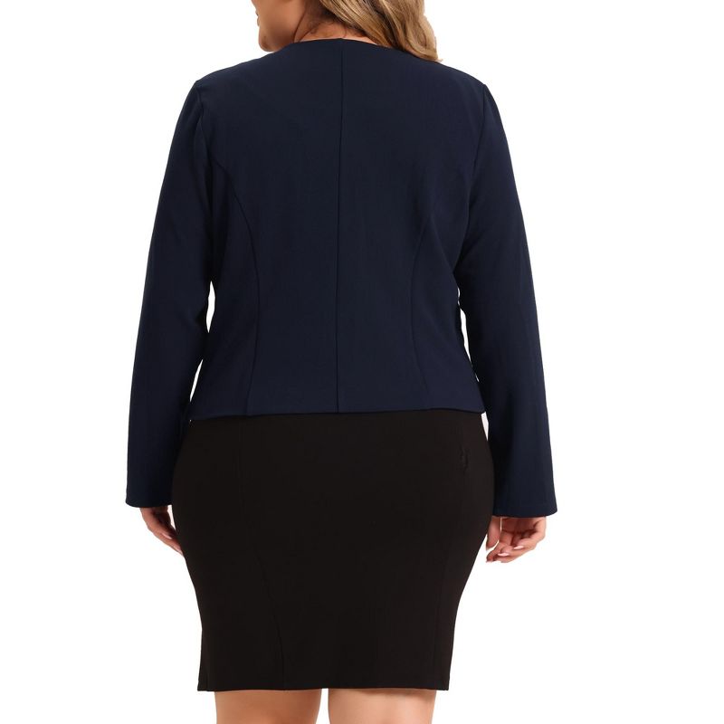 Agnes Orinda Women's Plus Size Work Office Zip Lapel Jacket Blazers, 4 of 6