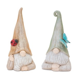 Melrose Gnome Statue with Wood Grain Design (Set of 2) - 1 of 3