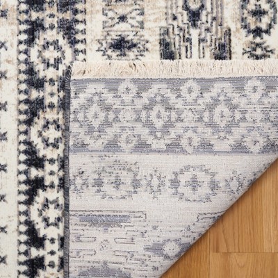 Ivory and Black Hand-Knotted Rectangular Area Rug