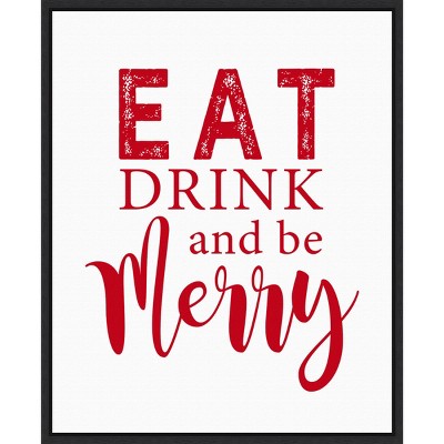 16" x 20" Eat Drink and Be Merry Red Framed Wall Canvas - Amanti Art