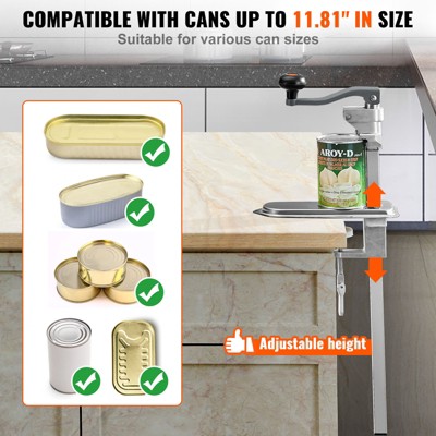 Commercial Steel Table Clamp Manual Can Opener with Ergonomic Handle