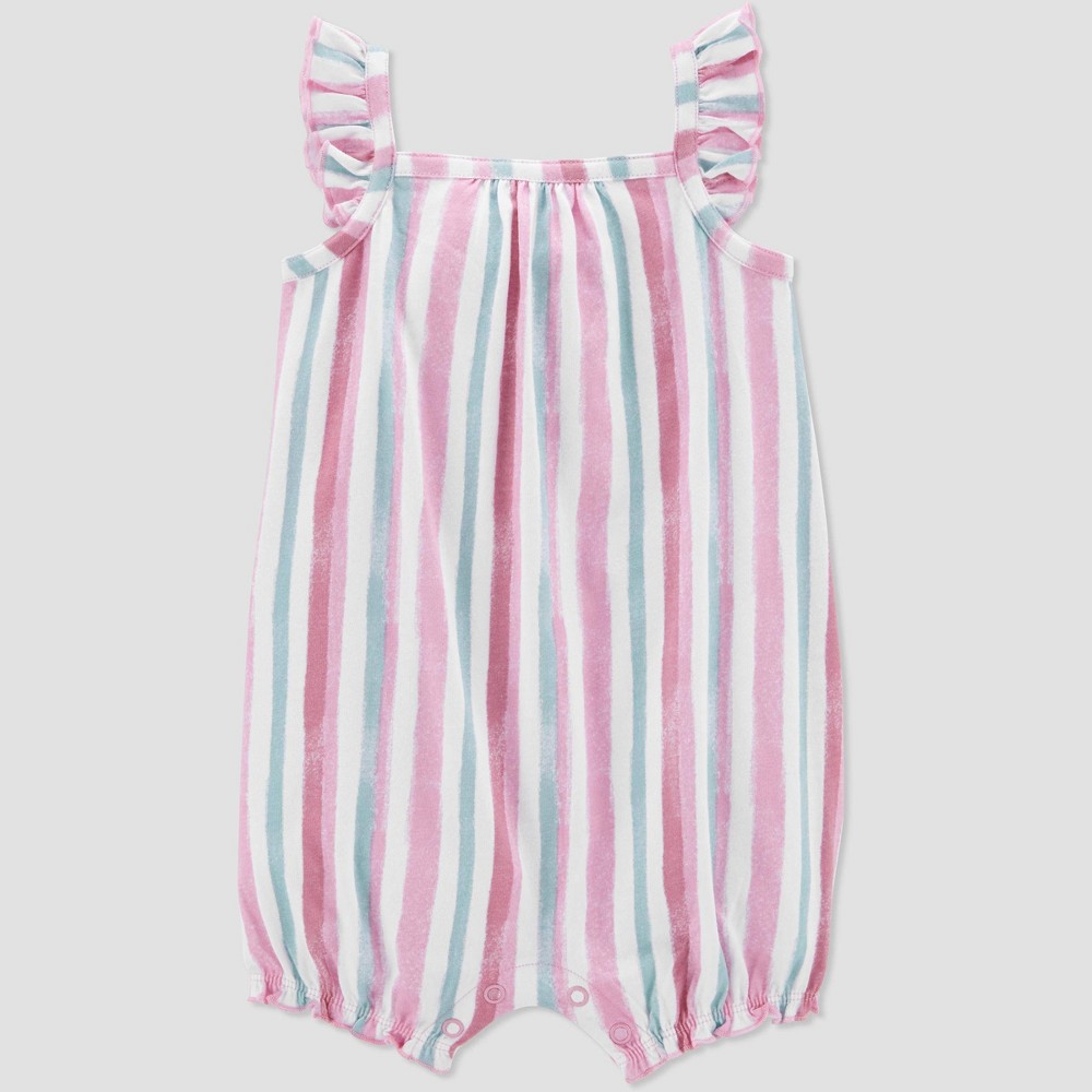 Carter's Just One You Baby Girls' Striped Romper - Purple 3M