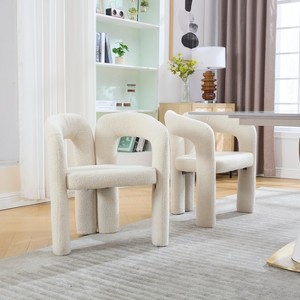 Set of 2 Upholstered Accent Chair Dining Chair Padded Armchair Barrel Chair Cozy Reading Chair - ModernLuxe - 1 of 4