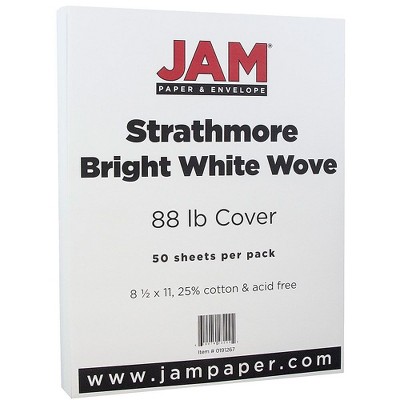 JAM Paper Strathmore 88lb Cardstock 8.5 x 11 Coverstock Bright White Wove 191267