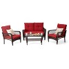 4pc Outdoor Conversation Set with Loveseat, Chairs & Coffee Table - Captiva Designs: Rattan Sofa, Powder-Coated Steel Frame - 3 of 4